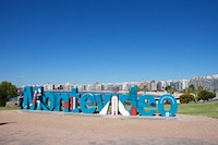 the famous letters spelling Montevideo on the beach Photo from Susan's Story, the famous letters spelling Montevideo on the beach