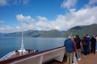 Passengers of the Zaandam enjoy the scenery of the Chilean Fjords and view the wreck of the Messier Susan's Story, Passengers of the Zaandam enjoy the scenery of the Chilean Fjords and view the wreck of the Messier