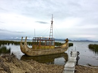 A straw boat on Lake Titicaca Photo from Susan's Story, A straw boat on Lake Titicaca