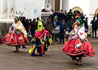 Women dancing during the festival in Cocabana, Bolivia Susan's Story, Women dancing during the festival in Cocabana, Bolivia