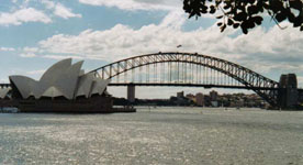 of view of Sydney Australia showing the opera house and the bridge Photo from Susan's Story, a view of Sydney Australia showing the opera house in the bridge