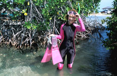Susan snorkling in the Mangrove Swamp Photo from Susan's Story, Susan snorkling in the Mangrove Swamp