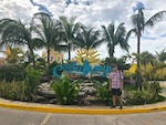 Hugh in front of a sign at Costa Maya Photo from Susan's Story, Hugh in front of a sign at Costa Maya