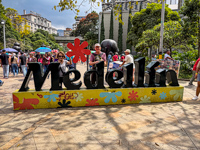 Photo from Susan's Story, The Medellin sign at Plaza Botero in Medellin