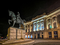 Photo from Susan's Story, night view we saw on our walk in Bucharest