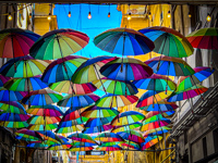 Photo from Susan's Story, Umbrella decorations we saw at a bar in Bucharest