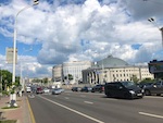 A view as we approach the beautiful circus building in Minsk, Belarus
 Photo from Susan's Story, Europe 2018, A view as we approach the beautiful circus building in Minsk, Belarus