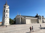 Cathedral Square at the foot of oldtown in Vilnius Photo from Susan's Story, Europe 2018, Cathedral Square at the foot of oldtown in Vilnius
