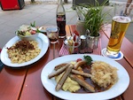 Sausages, Kraut, & mashed potatoes, this is really Germany Photo from Susan's Story, Europe 2018, Sausages, Kraut, & mashed potatoes, this is really Germany