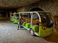 The train for visitors in the Mileștii Mici Winery's 200 km of cold underground tunnels Susan's Story, The train for visitors in the Mileștii Mici Winery's 200 km of cold underground tunnels