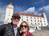 Hugh and Susan in front of Bratislava Castle Photo from Susan's Story, Hugh and Susan in front of Bratislava Castle