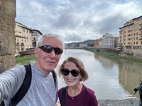 Susan & Hugh standing on the Ponte Vecchio in Florence Susan's Story, Susan & Hugh standing on the Ponte Vecchio in Florence