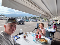 Hugh and Susan having lunch in Cala  Gogone Susan's Story, Hugh and Susan having lunch in Cala  Gogone