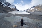 Susan hiking up to the glacier at Icefield Center in Jasper National Park, Alberta Photo from Susan's Story, Susan hiking up to the glacier at Icefield Center in Jasper National Park, Alberta