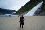 Susan by the bottom of Nugget Falls in Alaska Susan's Story, Susan by the bottom of Nugget Falls in Alaska
