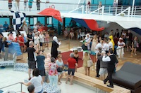 Photo from Susan's Story, King Neptune visited the Insignia as we crossed the equator on the equinox. Everyone who had never crissed the equator had to kiss the fish in the ceremony