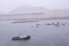 the port from our ship Photo from Susan's Story, the port of Callao from our ship showing huge sand dunes