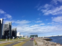 A photo on the path along the harbor looking toward the Harpa Photo from Susan's Story, on the path along the harbor looking toward the Harpa