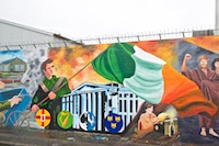 The wall between the orange and green neighborhoods of Belfast Susan's Story, The wall between the orange and green neighborhoods of Belfast