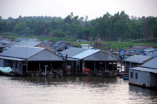 a fish farm on the Mekong River Photo from Susan's Story, a picture of a fish farm on the Mekong River